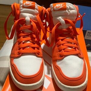 Orange and white AJ, cloth men’s shoe
